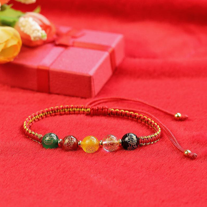 Buddha Stones Five Directions Gods of Wealth Agate Handmade Protection String Braid Bracelet - image 4