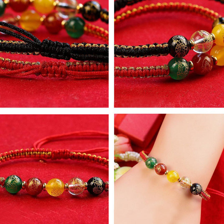 Buddha Stones Five Directions Gods of Wealth Agate Handmade Protection String Braid Bracelet - image 7