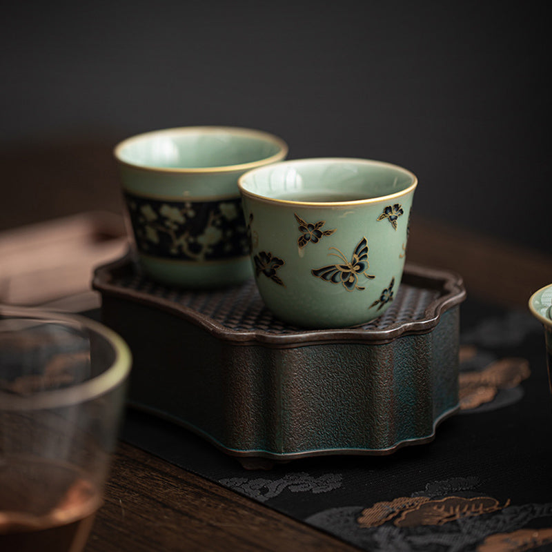 Buddha Stones Butterfly Flower Lotus Koi Fish Plum Blossom Ceramic Teacup Kung Fu Tea Cup 100ml - image 19
