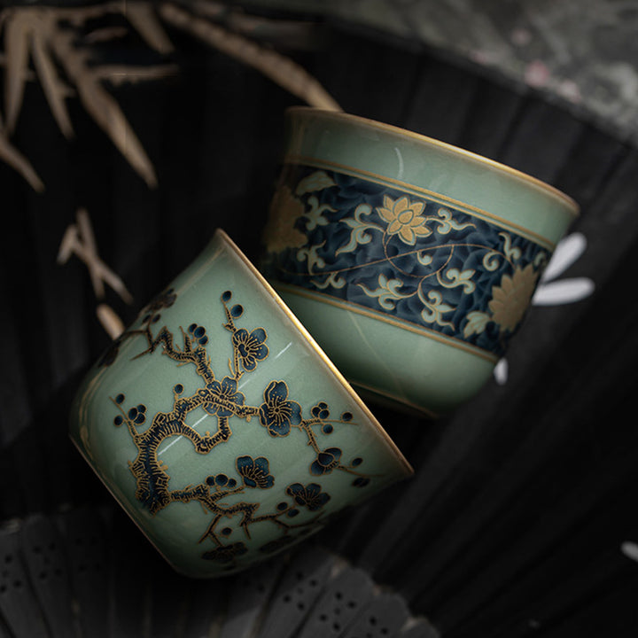 Buddha Stones Butterfly Flower Lotus Koi Fish Plum Blossom Ceramic Teacup Kung Fu Tea Cup 100ml - image 17