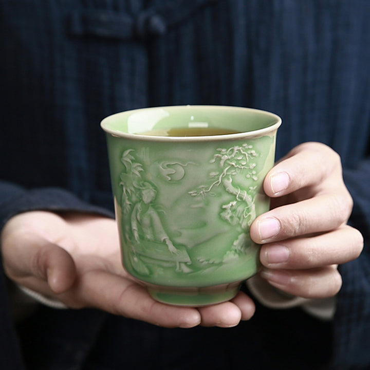 Buddha Stones Trees Pavilion Mountains Rivers Pine Ceramic Teacup Kung Fu Tea Cup - image 8