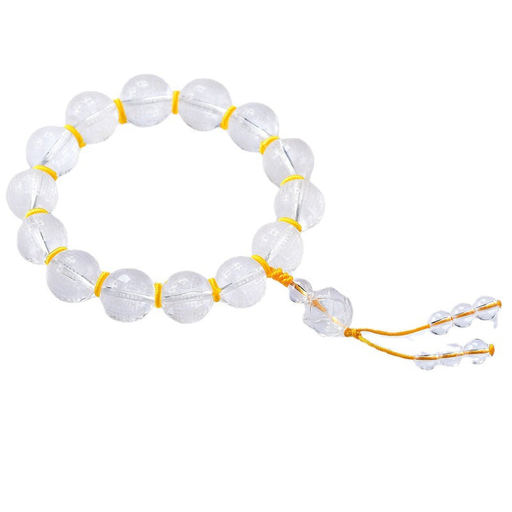 Buddha Stones Tibet White Crystal Half Demon Half Buddha Heart Sutra Lotus Healing Bracelet - image 5