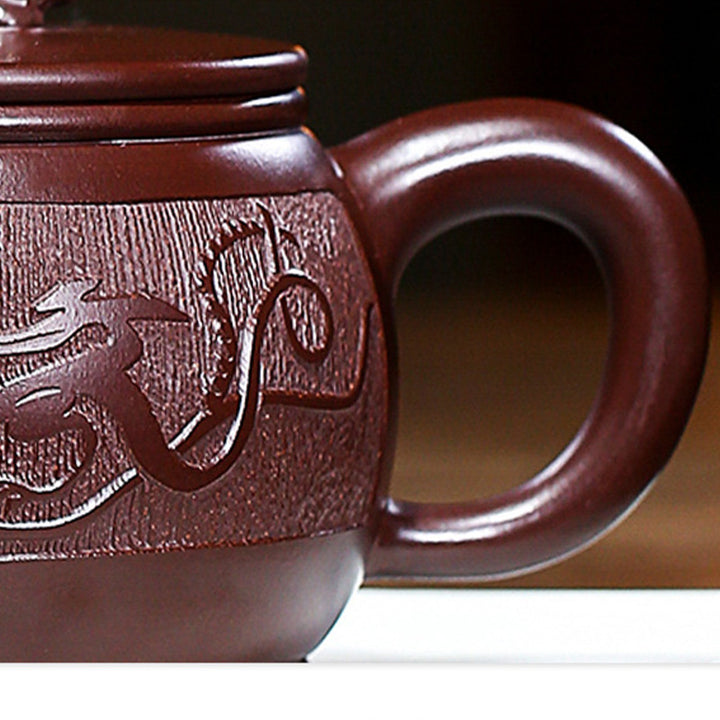 Buddha Stones Yixing Handmade Brown Dragon Purple Clay Kung Fu Teapot 240ml - image 5