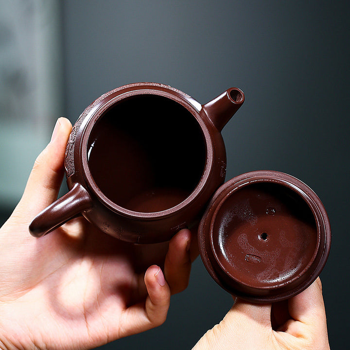 Buddha Stones Yixing Handmade Brown Dragon Purple Clay Kung Fu Teapot 240ml - image 3