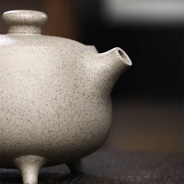 Buddha Stones Yixing Semi-handmade Beige Purple Clay Kung Fu Teapot 200ml - image 5