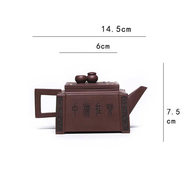 Buddha Stones Yixing All Handmade Gomoku Playing Chess Purple Clay Kung Fu Square Teapot 280ml - image 30