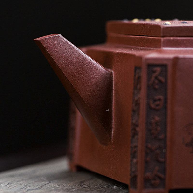 Buddha Stones Yixing All Handmade Gomoku Playing Chess Purple Clay Kung Fu Square Teapot 280ml - image 13