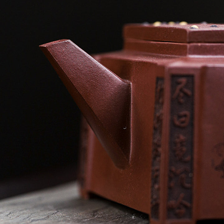 Buddha Stones Yixing All Handmade Gomoku Playing Chess Purple Clay Kung Fu Square Teapot 280ml - image 13