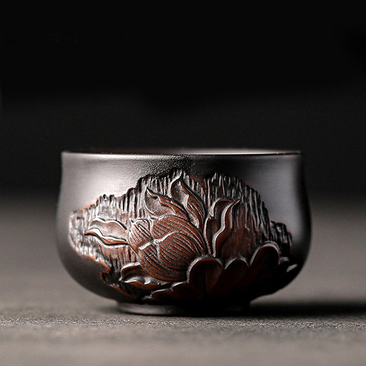 Buddha Stones Lotus Leaf Flower Landscape Dragon Bamboo Ceramic Teacup Kung Fu Tea Cup Bowl - Lotus 7cm*4cm*70ml - image 8