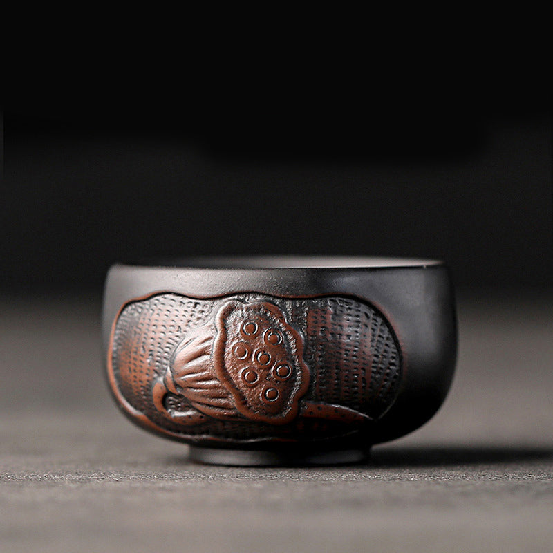 Buddha Stones Lotus Leaf Flower Landscape Dragon Bamboo Ceramic Teacup Kung Fu Tea Cup Bowl - Lotus Pod 6.5cm*3.5cm*60ml - image 14