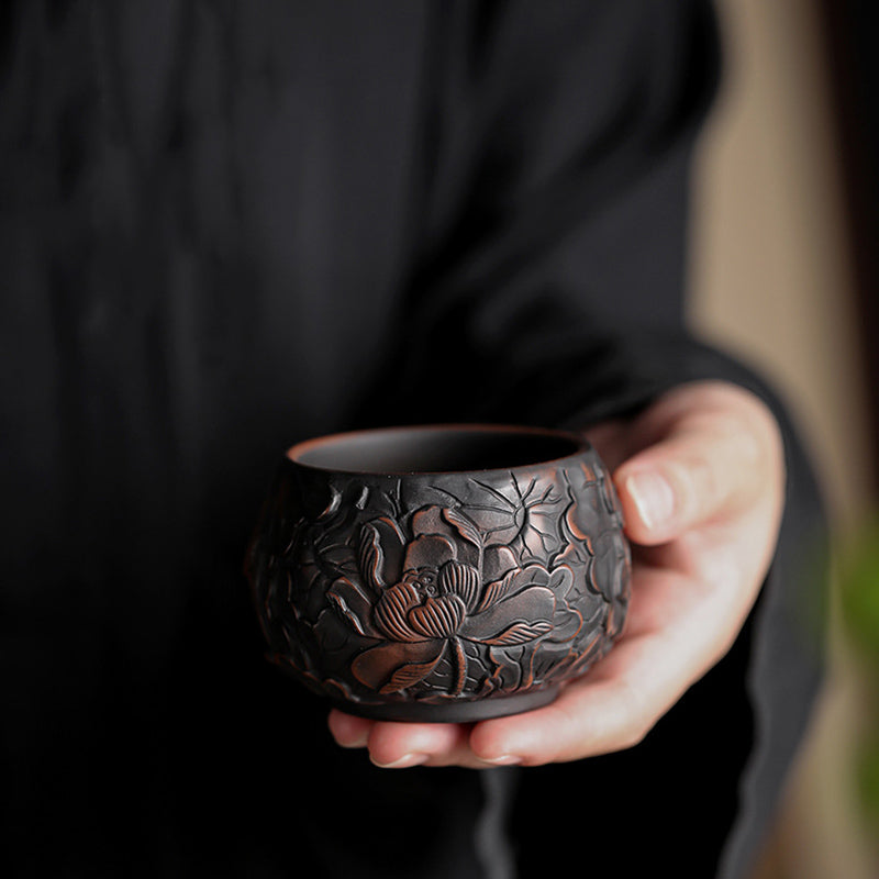 Buddha Stones Lotus Leaf Flower Landscape Dragon Bamboo Ceramic Teacup Kung Fu Tea Cup Bowl - image 1