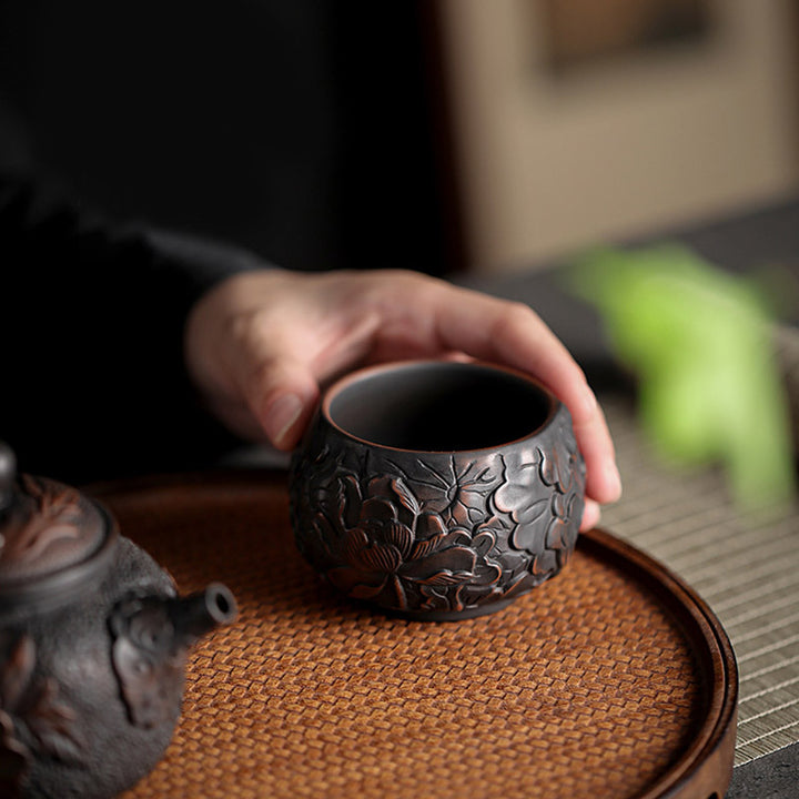 Buddha Stones Lotus Leaf Flower Landscape Dragon Bamboo Ceramic Teacup Kung Fu Tea Cup Bowl - image 2
