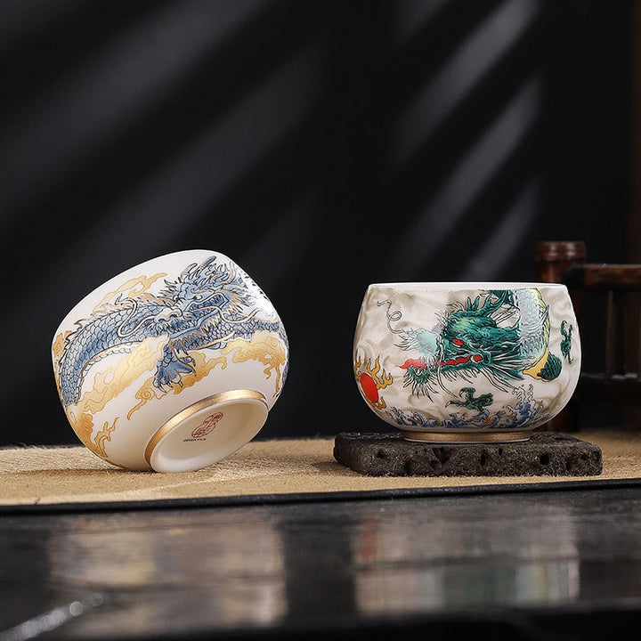 Buddha Stones Dragon Cicada Bamboo Deer Crane Lotus Plum Flower Ceramic Teacup Kung Fu Tea Cup Bowl 185ml - image 8