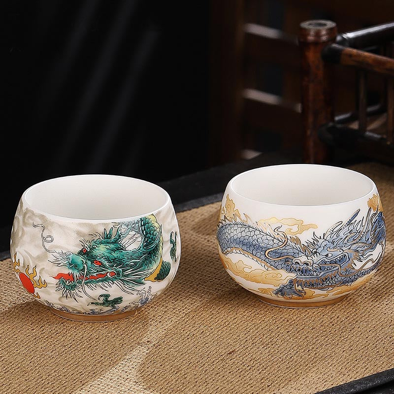 Buddha Stones Dragon Cicada Bamboo Deer Crane Lotus Plum Flower Ceramic Teacup Kung Fu Tea Cup Bowl 185ml - image 9