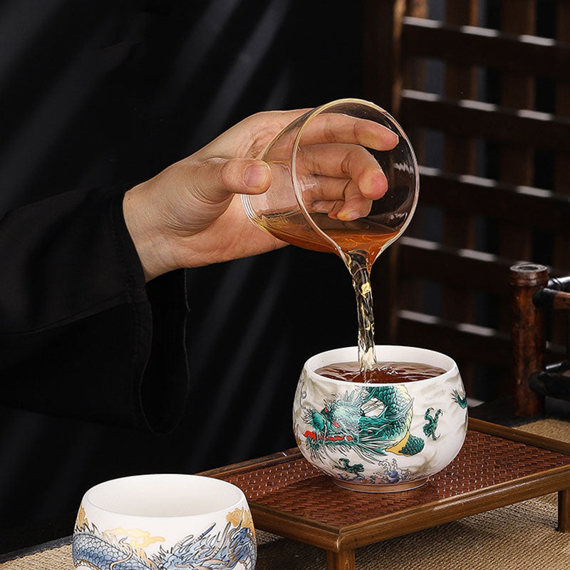 Buddha Stones Dragon Cicada Bamboo Deer Crane Lotus Plum Flower Ceramic Teacup Kung Fu Tea Cup Bowl 185ml - image 4