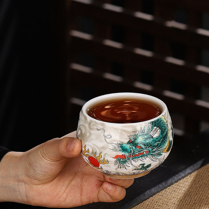 Buddha Stones Dragon Cicada Bamboo Deer Crane Lotus Plum Flower Ceramic Teacup Kung Fu Tea Cup Bowl 185ml - image 3