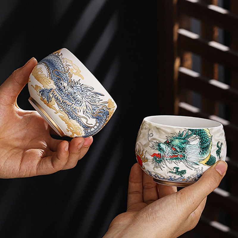 Buddha Stones Dragon Cicada Bamboo Deer Crane Lotus Plum Flower Ceramic Teacup Kung Fu Tea Cup Bowl 185ml - image 7