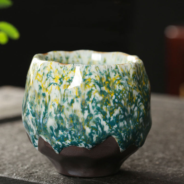 Buddha Stones Orange Red Green Yellow Ceramic Teacup Kung Fu Tea Cup - Green Yellow - 7.5cm*6.5cm*130ml - image 13