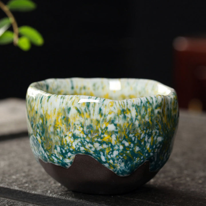 Buddha Stones Orange Red Green Yellow Ceramic Teacup Kung Fu Tea Cup - Green Yellow - 7.8cm*5.2cm*110ml - image 14