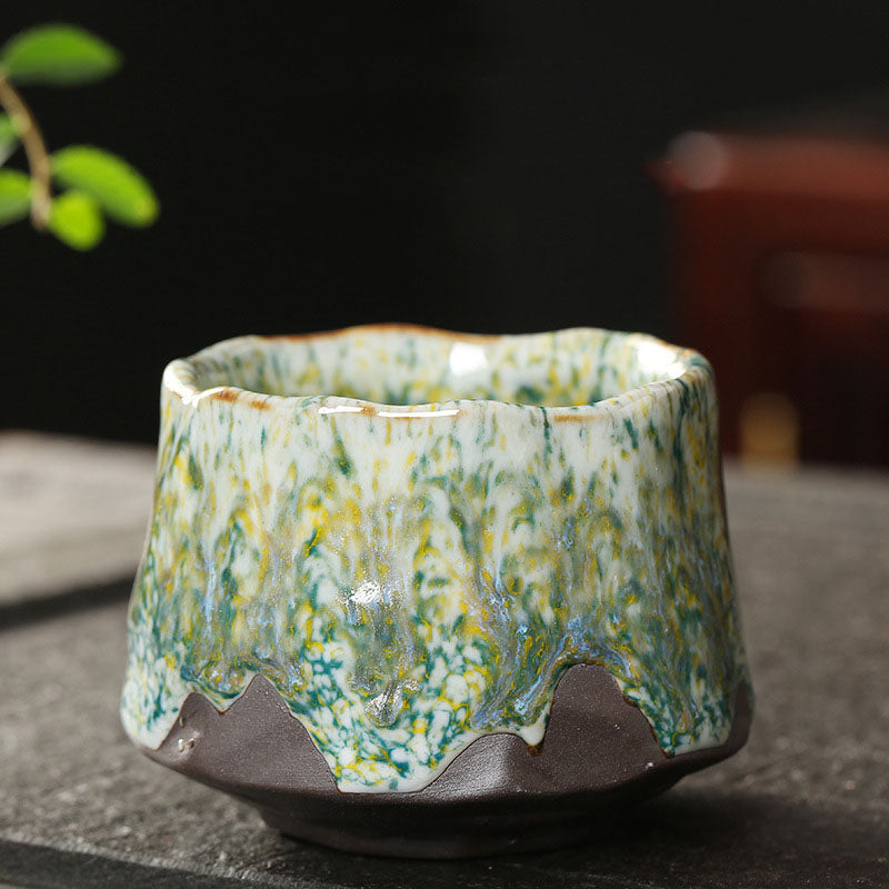 Buddha Stones Orange Red Green Yellow Ceramic Teacup Kung Fu Tea Cup - Green Yellow - 7.9cm*5.6cm*150ml - image 15