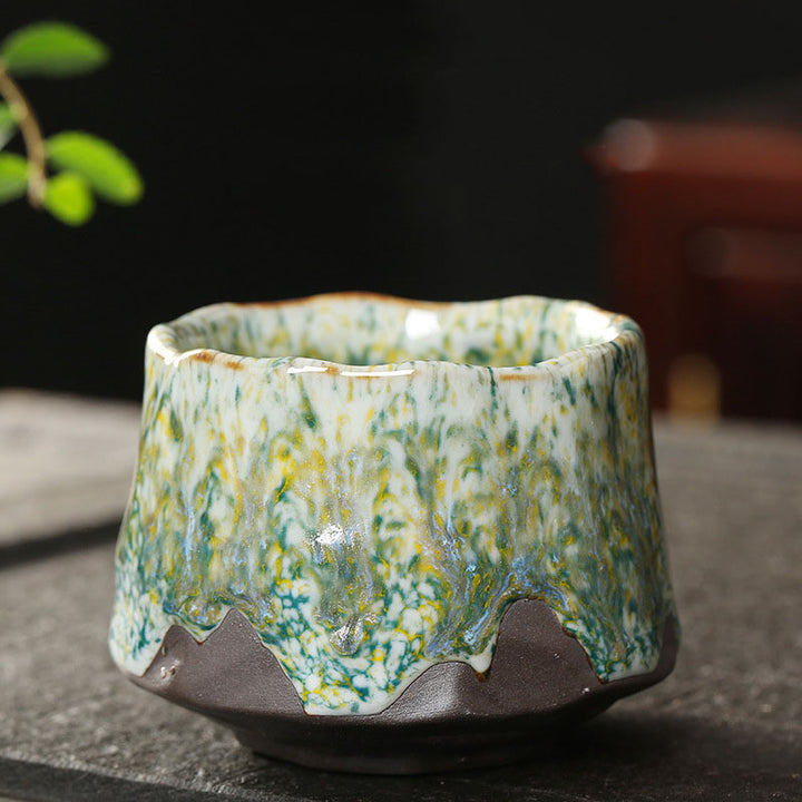 Buddha Stones Orange Red Green Yellow Ceramic Teacup Kung Fu Tea Cup - Green Yellow - 7.9cm*5.6cm*150ml - image 15