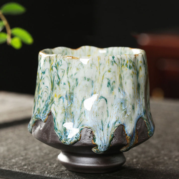 Buddha Stones Orange Red Green Yellow Ceramic Teacup Kung Fu Tea Cup - Green Yellow - 7.4cm*7cm*130ml - image 16