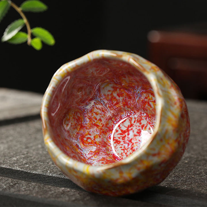 Buddha Stones Orange Red Green Yellow Ceramic Teacup Kung Fu Tea Cup - image 5