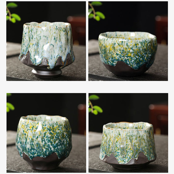 Buddha Stones Orange Red Green Yellow Ceramic Teacup Kung Fu Tea Cup - image 17