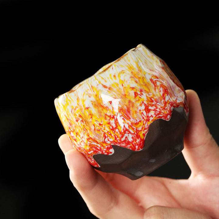Buddha Stones Orange Red Green Yellow Ceramic Teacup Kung Fu Tea Cup - image 2