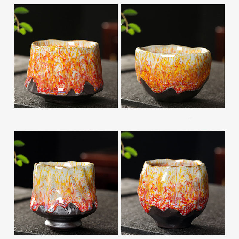 Buddha Stones Orange Red Green Yellow Ceramic Teacup Kung Fu Tea Cup - image 12