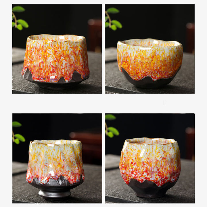 Buddha Stones Orange Red Green Yellow Ceramic Teacup Kung Fu Tea Cup - image 12