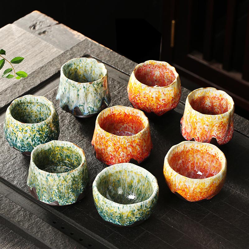 Buddha Stones Orange Red Green Yellow Ceramic Teacup Kung Fu Tea Cup - image 1