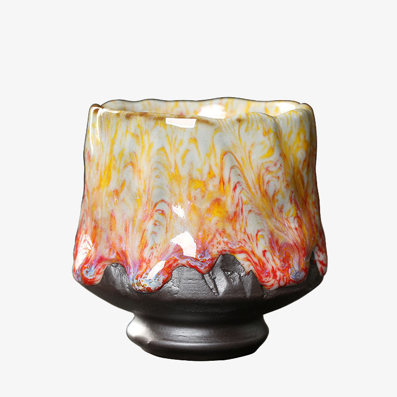 Buddha Stones Orange Red Green Yellow Ceramic Teacup Kung Fu Tea Cup - image 11