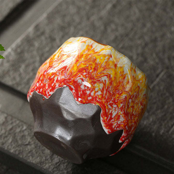 Buddha Stones Orange Red Green Yellow Ceramic Teacup Kung Fu Tea Cup - image 3