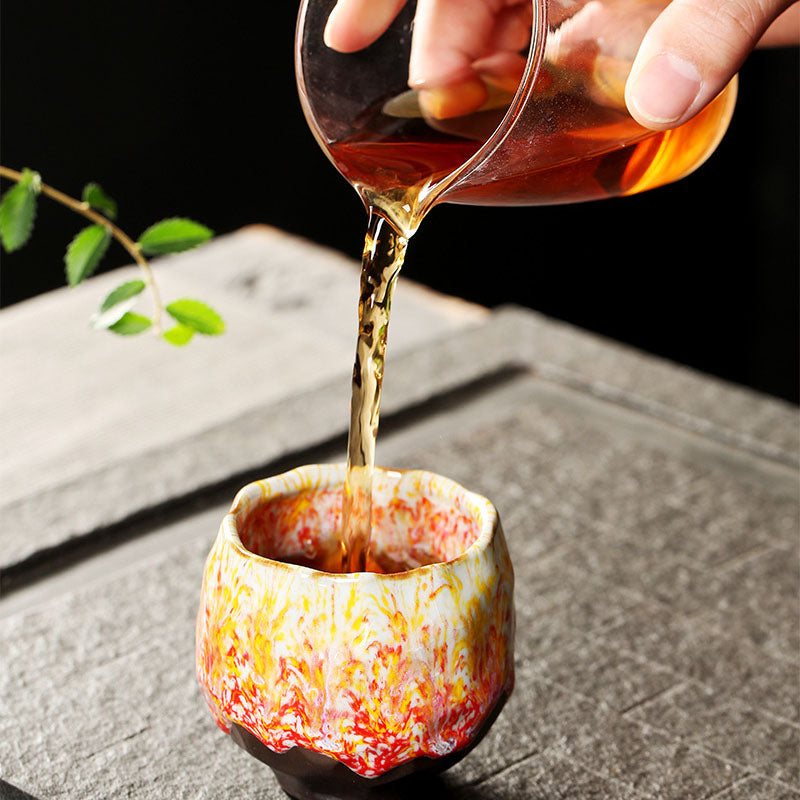 Buddha Stones Orange Red Green Yellow Ceramic Teacup Kung Fu Tea Cup - image 7