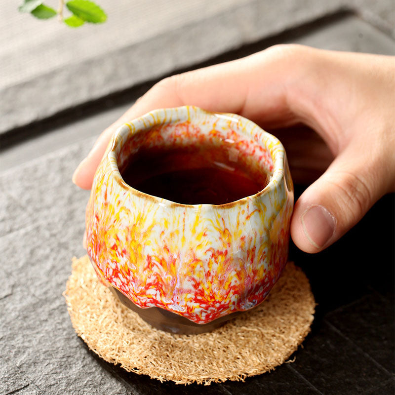 Buddha Stones Orange Red Green Yellow Ceramic Teacup Kung Fu Tea Cup - image 6