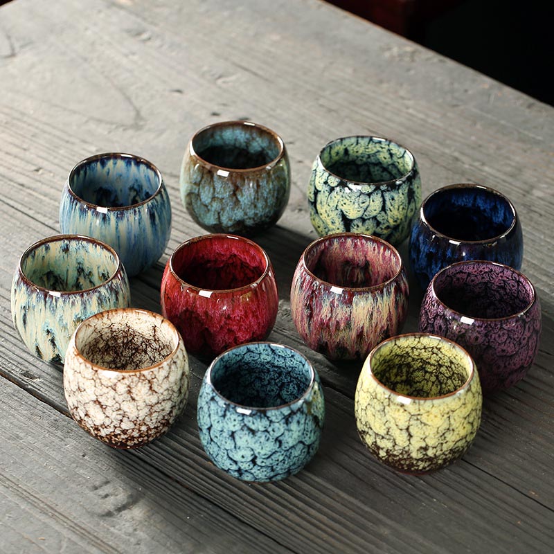 Buddha Stones Simple Multicolored Kiln Change Chinese Jianzhan Ceramic Teacup Kung Fu Tea Cup 110ml - image 1
