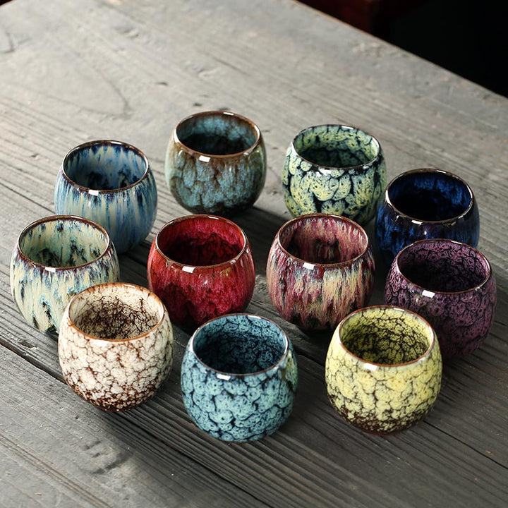 Buddha Stones Simple Multicolored Kiln Change Chinese Jianzhan Ceramic Teacup Kung Fu Tea Cup 110ml - image 1