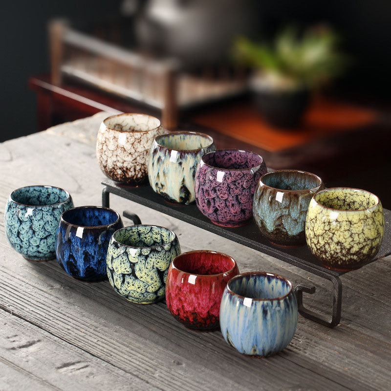 Buddha Stones Simple Multicolored Kiln Change Chinese Jianzhan Ceramic Teacup Kung Fu Tea Cup 110ml - image 0