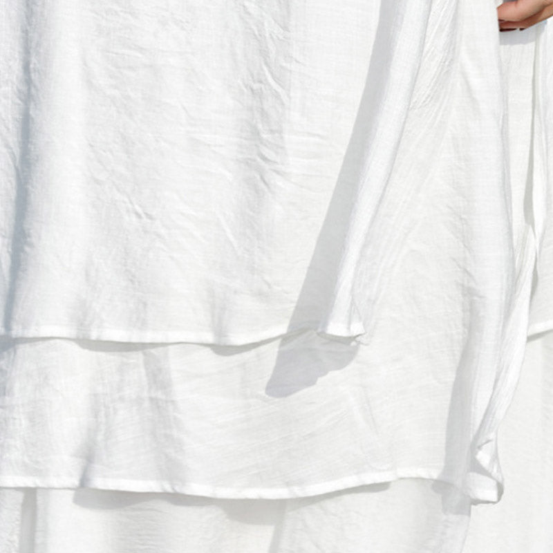 Buddha Stones 2Pcs White Tai Chi Meditation Yoga Zen Cotton Linen Clothing Top Pants Women's Set - image 9