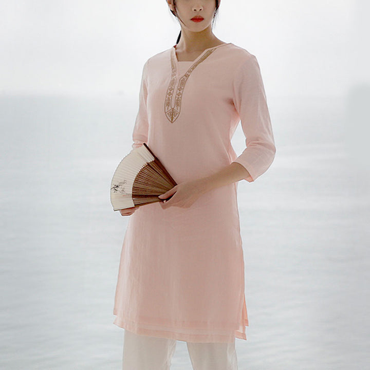 Buddha Stones 2Pcs Tai Chi Meditation Yoga Cotton Clothing Top Pants Women's Set - image 14