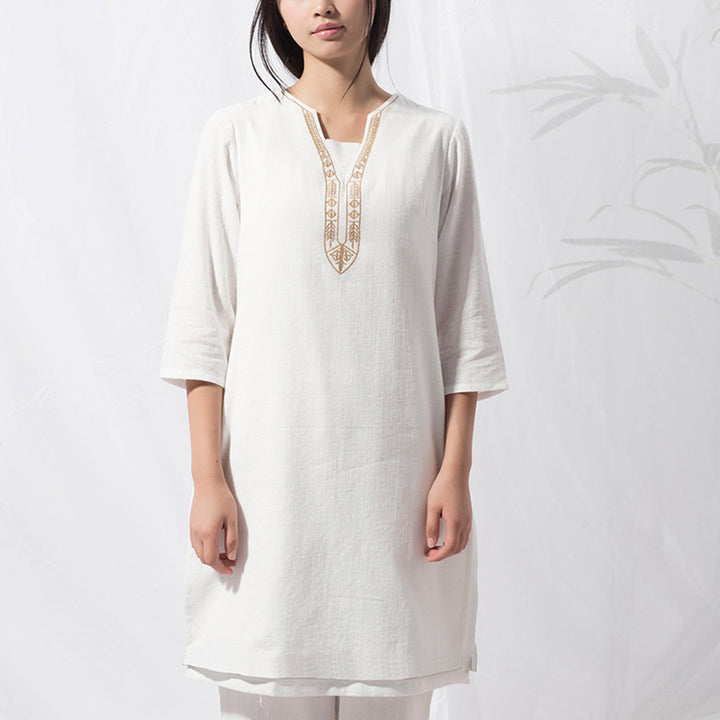 Buddha Stones 2Pcs Tai Chi Meditation Yoga Cotton Clothing Top Pants Women's Set - image 8