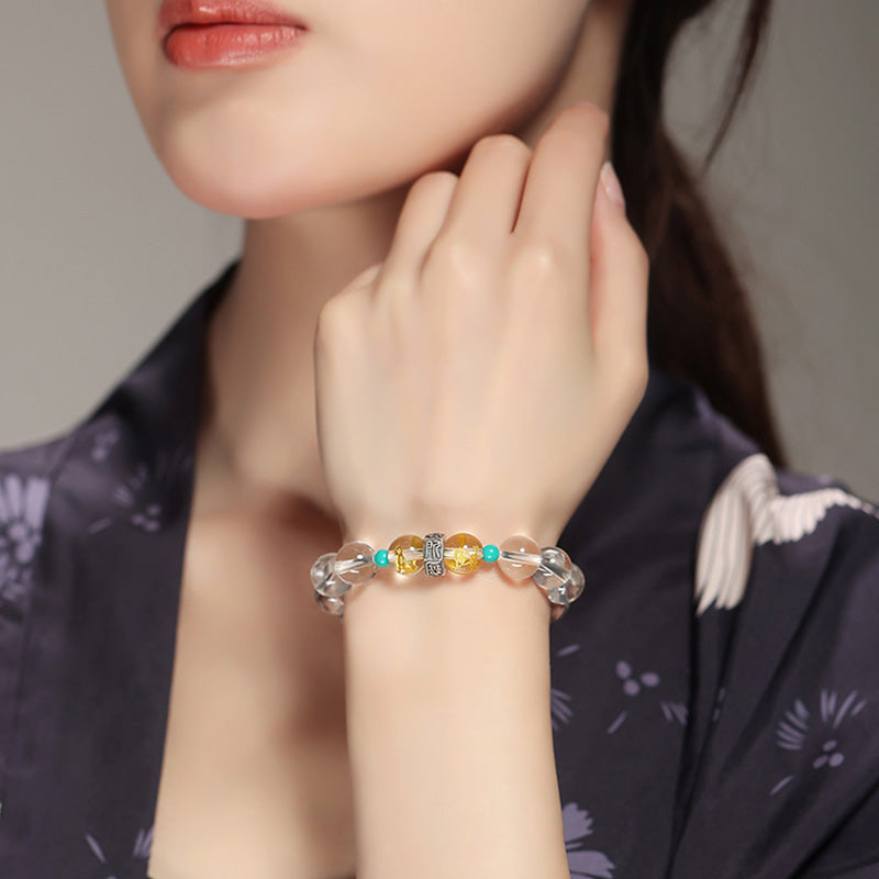 Buddha Stones 925 Sterling Silver Chinese Zodiac Natal Buddha Auspicious Groups White Crystal Hetian Jade Healing Bracelet - image 10