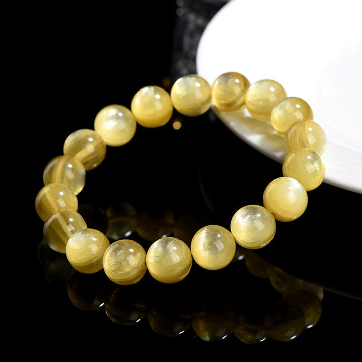 Buddha Stones Natural Golden Lepidolite Protection Prosperity Bracelet - image 2