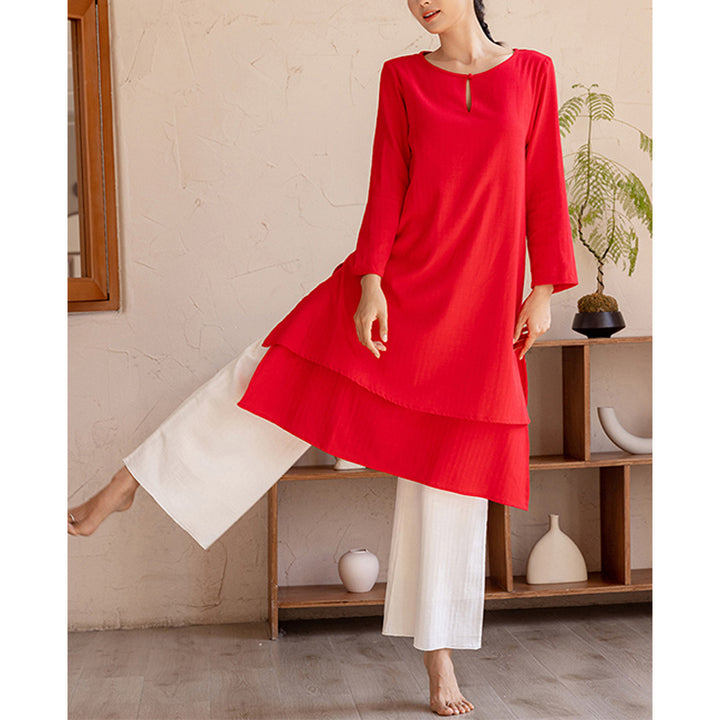 Buddha Stones 2Pcs Simple Design Tai Chi Meditation Yoga Clothing Top Pants Women's Set - image 14