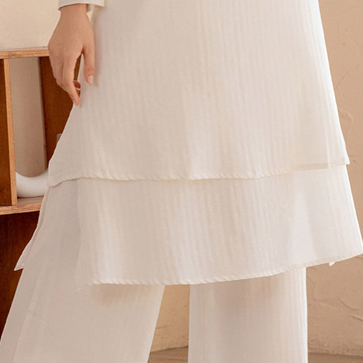 Buddha Stones 2Pcs Simple Design Tai Chi Meditation Yoga Clothing Top Pants Women's Set - image 7