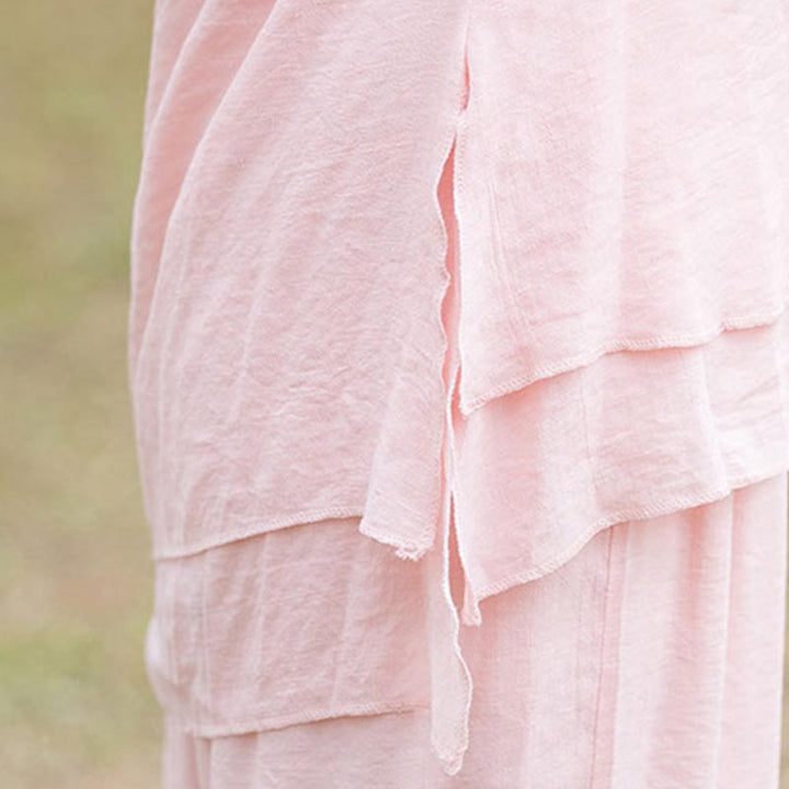 Buddha Stones 2Pcs Plain Design Top Pants Meditation Yoga Zen Tai Chi Cotton Linen Clothing Women's Set - image 9