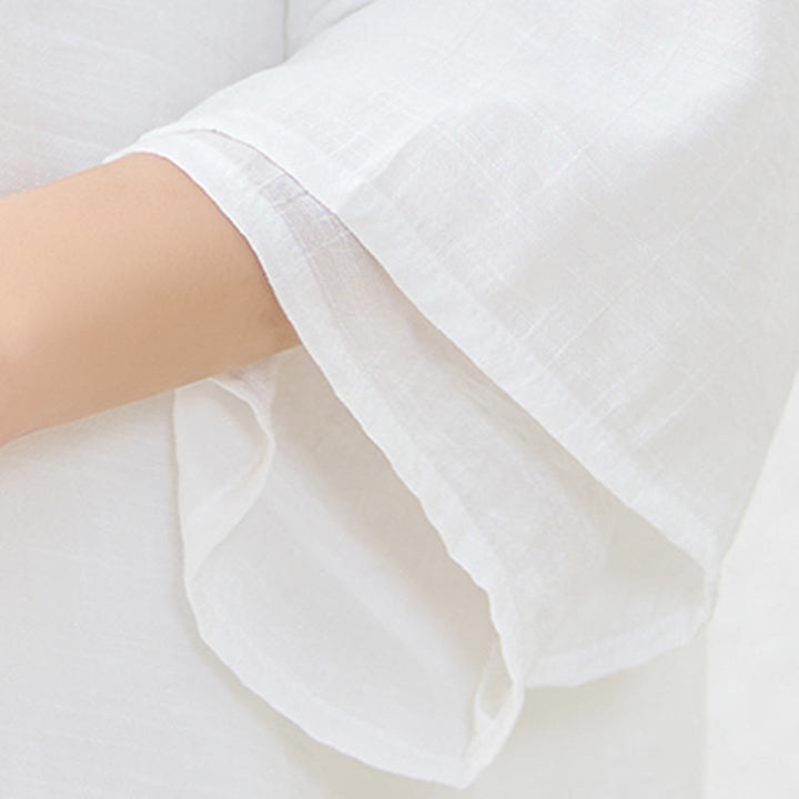 Buddha Stones 2Pcs Simple Chinese Frog Button Design Top Pants Meditation Yoga Zen Tai Chi Cotton Clothing Women's Set - image 14