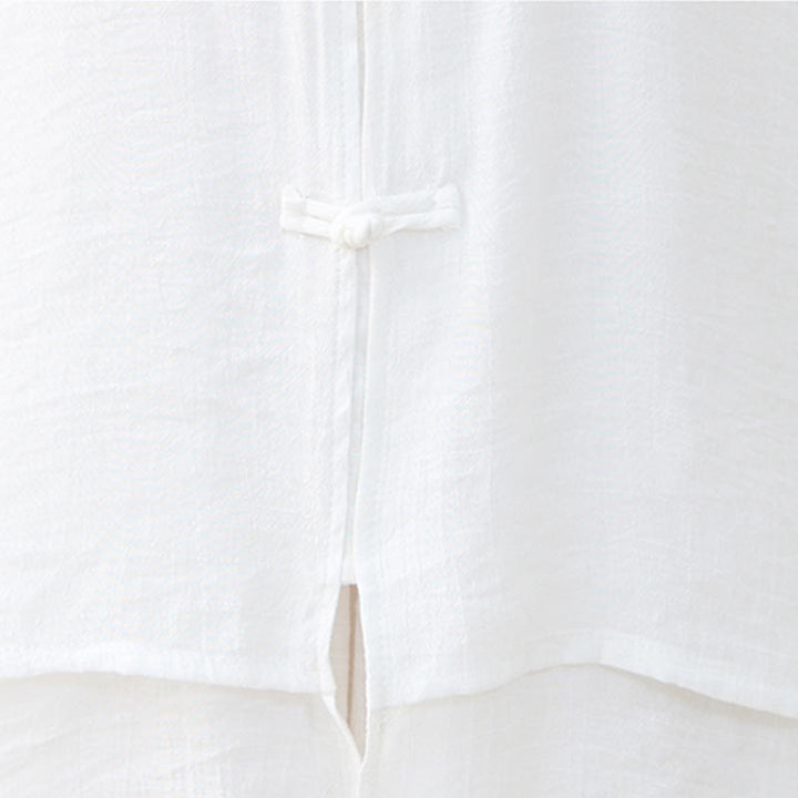 Buddha Stones 2Pcs Simple Chinese Frog Button Design Top Pants Meditation Yoga Zen Tai Chi Cotton Clothing Women's Set - image 12