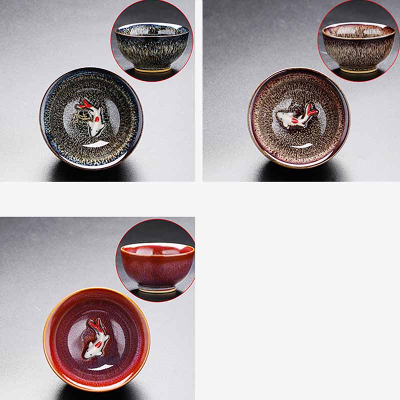 Buddha Stones Small Koi Fish Kiln Change Chinese Jianzhan Ceramic Teacup Kung Fu Tea Cup 60ml - image 8